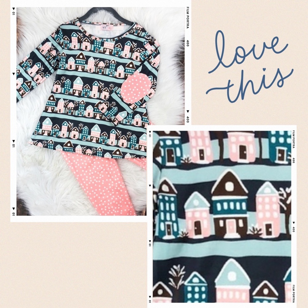 Girls winter houses long sleeve with pants set - Picture 1 of 5